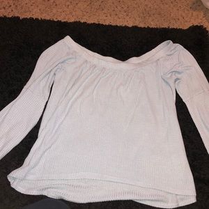 Baby blue off the shoulder long sleeve